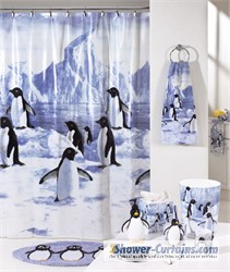 Black and White Penguin Shower Curtain 