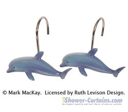 Deep Blue (Dolphin) Shower Curtain Rings/Hooks