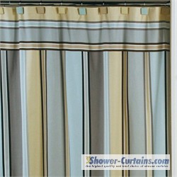 Metro Stripe Shower Curtain (Blue, Tan, Brown Stripes)