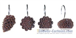 Pinecone Lodge Shower Curtain Rings (Set of 12)